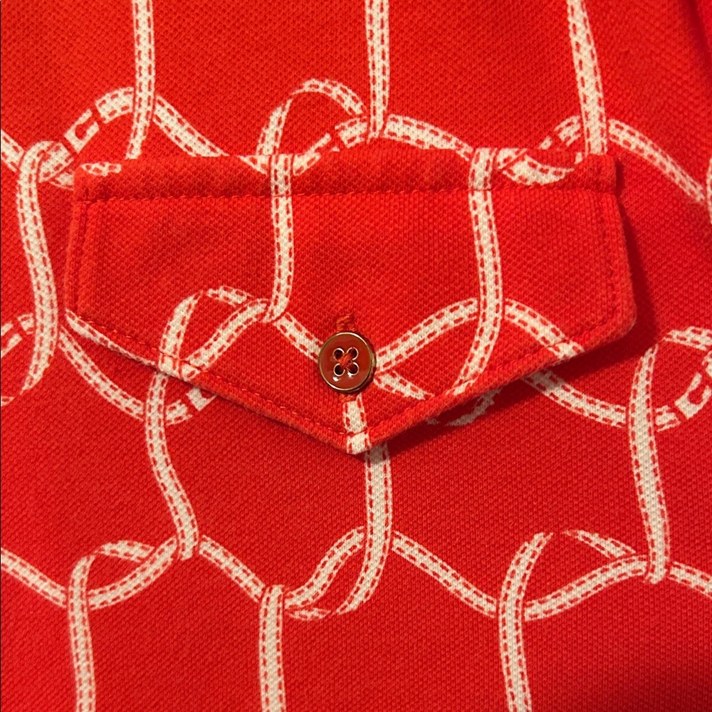 Talbots Red Rope-Link Print Long Sleeve Button-Down Shirt - Picture 4 of 9